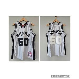NWT Mitchell Ness Spurs David Robinson 50 Platinum Swingman Jersey M 1998 Retro
